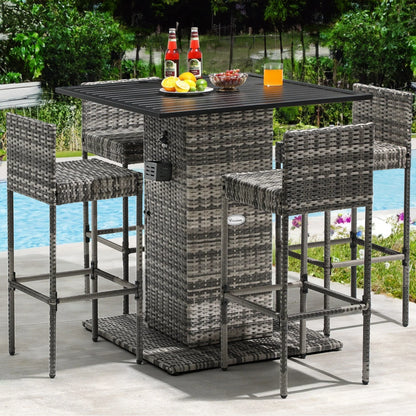 Moasis Set di Mobili da Esterno con Bar in Vimini 5 Pezzi - 5 PZ
