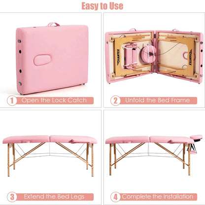Lettino da massaggio portatile 84L regolabile per viso e spa con borsa per il trasporto