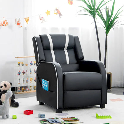 Fauteuil inclinable pour enfants Gymax Canapé ergonomique en cuir avec repose-pieds