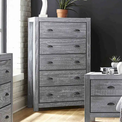 Cassettiera 5 cassetti in legno massello Montauk di Grain Wood Furniture