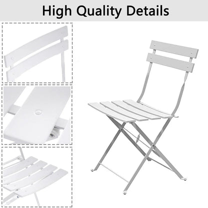 Set bistro pieghevole in metallo da 3 pezzi, set conversazione resistente alle intemperie per esterni/interni, per patio, cortile, giardino