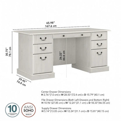 Scrivania Direzionale Bush Furniture Saratoga con Cassetti e Vani Contenitori