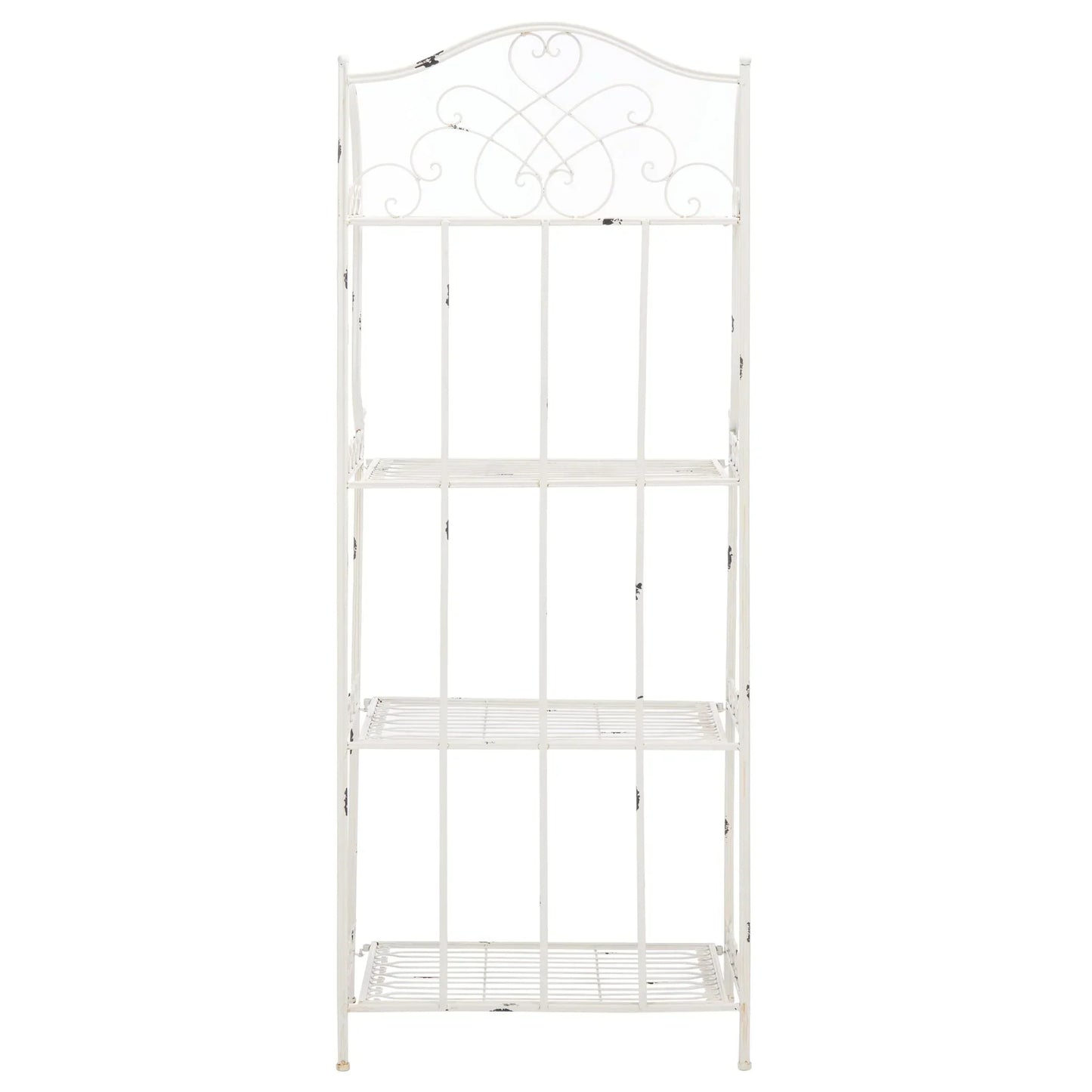 SAFAVIEH Bryn Scaffale da panettiere da esterno a 4 ripiani in ferro battuto vittoriano - 25 pollici L x 15 pollici P x 63 pollici H - 25 L x 15 P x 63 H