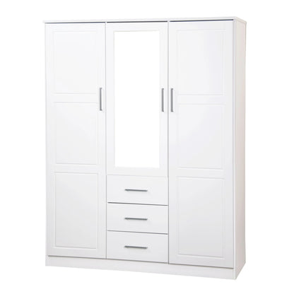 Palace Imports Armadio a 3 ante Cosmo 100% legno massello con ante in legno massello o a specchio