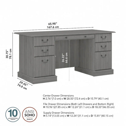 Scrivania Direzionale Bush Furniture Saratoga con Cassetti e Vani Contenitori