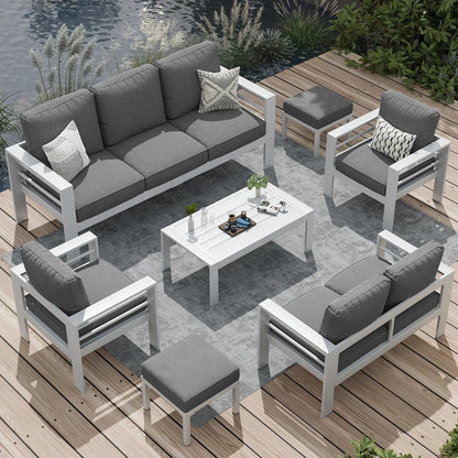 AECOJOY Set di mobili da giardino a 7 pezzi in alluminio Set da conversazione per esterni