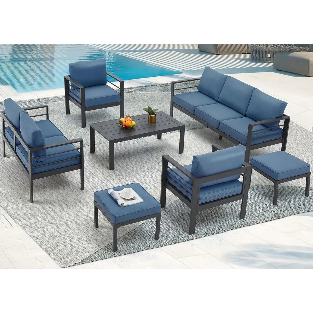 AECOJOY Set di mobili da giardino a 7 pezzi in alluminio Set da conversazione per esterni