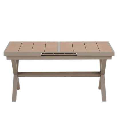 Set da pranzo da esterno allungabile a 7 pezzi con tavolo allungabile e 6 sedie con braccioli
