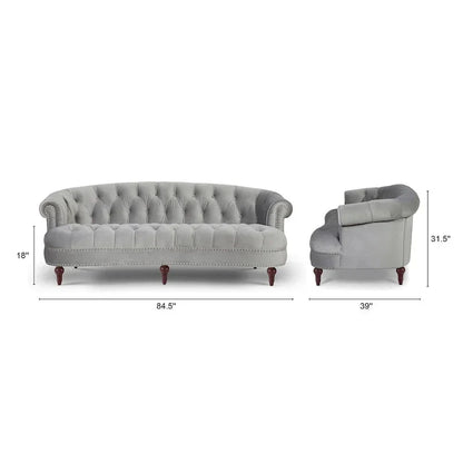 Divano Chesterfield trapuntato in velluto La Rosa 84 Mid-Century Modern