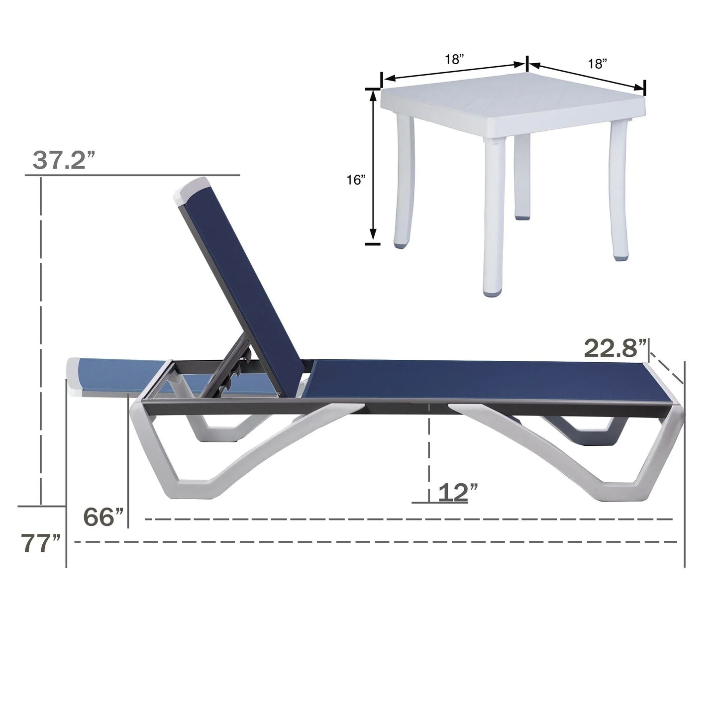 Kozyard Alan Sdraio Reclinabile Regolabile da Giardino con Telaio Completamente in Alluminio e Gambe in Resina di Polipropilene