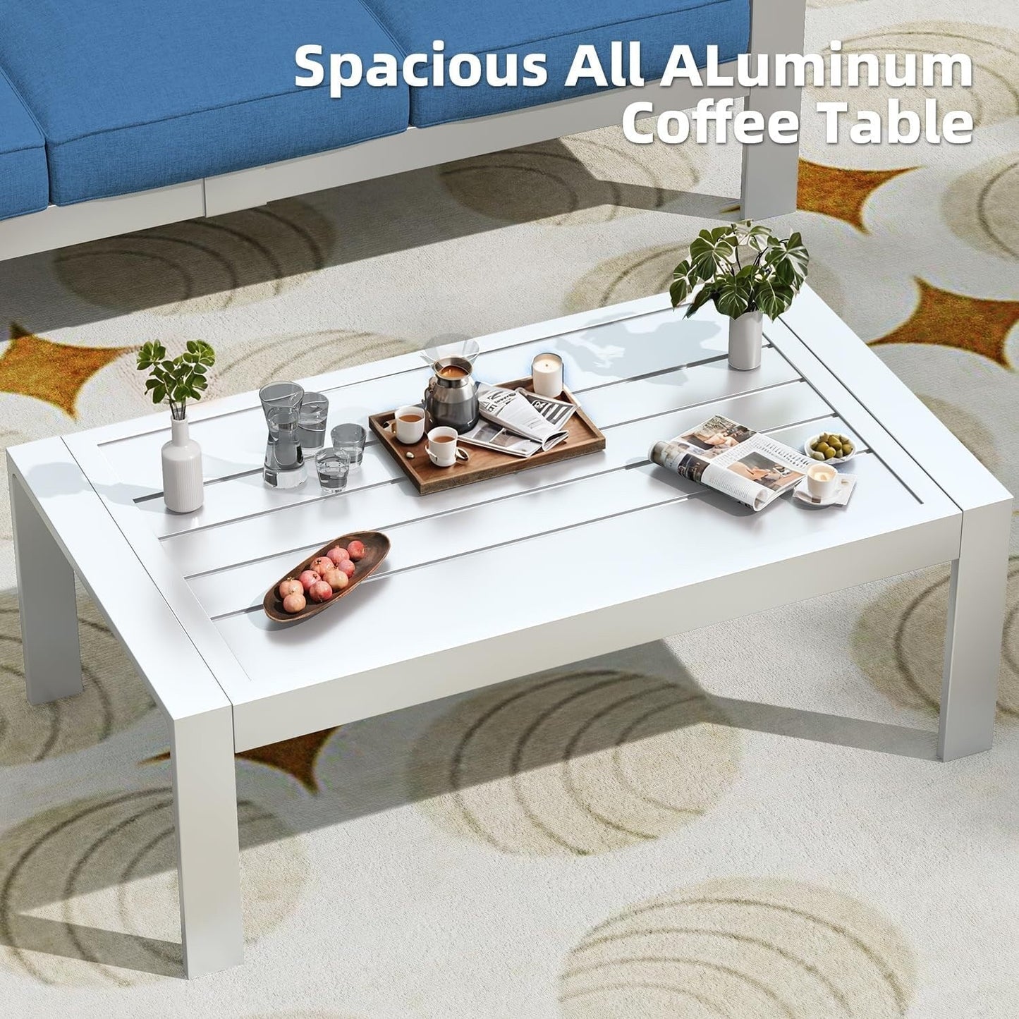 AECOJOY Set di mobili da giardino a 7 pezzi in alluminio Set da conversazione per esterni