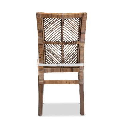 Sedia da pranzo Laluna bohémien moderna in rattan/legno di mogano con cuscino
