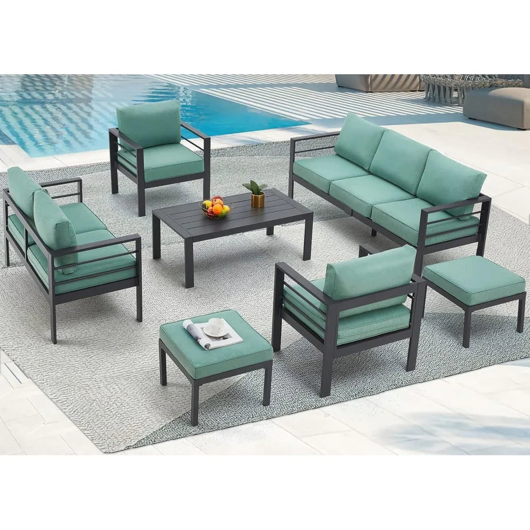 AECOJOY Set di mobili da giardino a 7 pezzi in alluminio Set da conversazione per esterni
