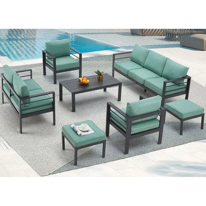 AECOJOY Set di mobili da giardino a 7 pezzi in alluminio Set da conversazione per esterni