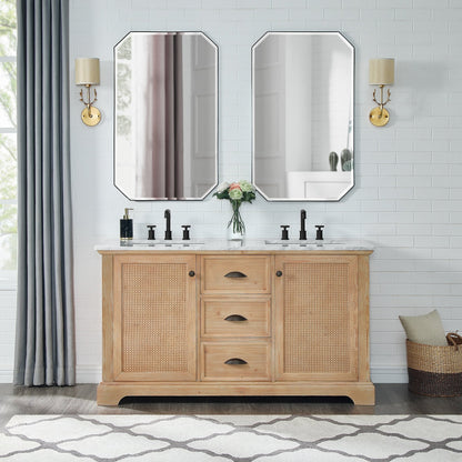 Mobile bagno Hervas con top in marmo naturale senza specchio