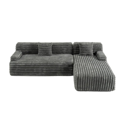 Divano componibile Cloud, divano moderno imbottito con 2 cuscini decorativi, divano combinabile liberamente, divano componibile a L
