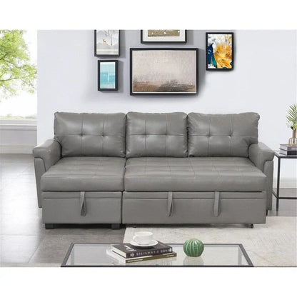 Divano componibile convertibile reversibile con letto estraibile, chaise longue con contenitore nascosto e gambe durevoli
