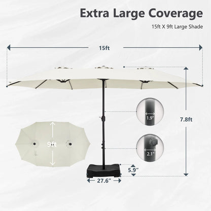 MAISON ARTS Ombrellone Doppio da 4,5 m, Extra Large, per Patio, con Base Inclusa