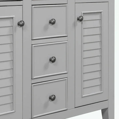 Mobile bagno con lavabo in ceramica, due ante e cinque cassetti