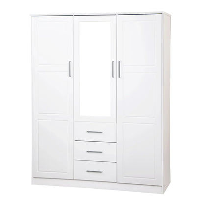 Palace Imports Armadio a 3 ante Cosmo 100% legno massello con ante in legno massello o a specchio