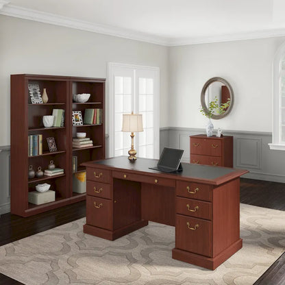 Scrivania Direzionale Bush Furniture Saratoga con Cassetti e Vani Contenitori