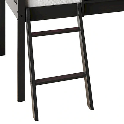 Letto a soppalco basso classico singolo CraftPorch con lavagna, scivolo e scaletta