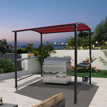Gazebo da esterno con struttura in acciaio 1,5 x 2,4 m con tettoia per barbecue