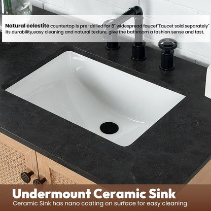 Mobile bagno Hervas con top in marmo naturale senza specchio