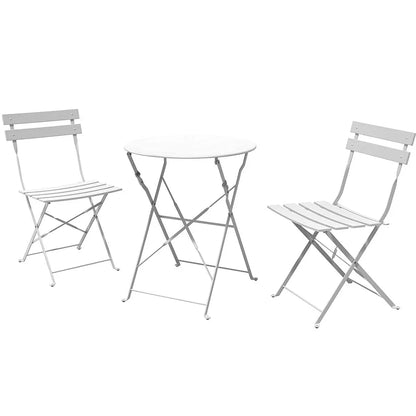 Set bistro pieghevole in metallo da 3 pezzi, set conversazione resistente alle intemperie per esterni/interni, per patio, cortile, giardino