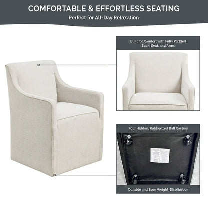 Chaise de salle à manger Charlotte avec roulettes
