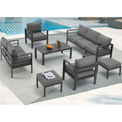 AECOJOY Set di mobili da giardino a 7 pezzi in alluminio Set da conversazione per esterni