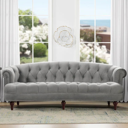 Divano Chesterfield trapuntato in velluto La Rosa 84 Mid-Century Modern