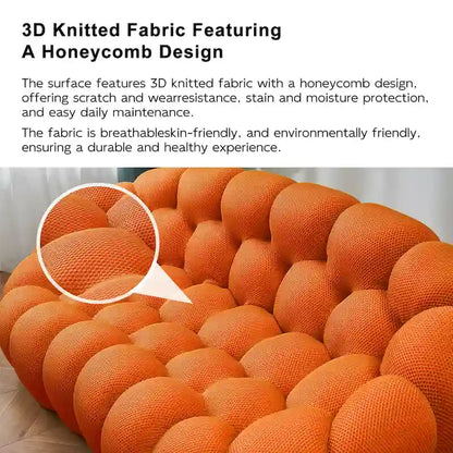 Divano pigro curvo a bolla 2 posti a nido d'ape con tessuto 3D per soggiorno salotto appartamento