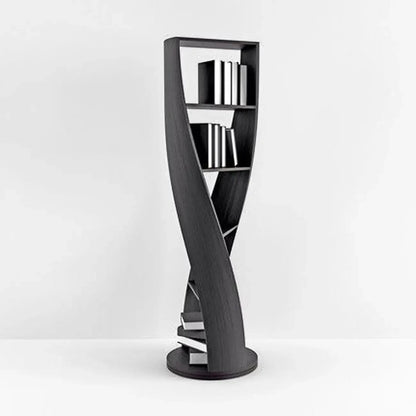Libreria verticale a 5 ripiani in legno modello clessidra contemporanea