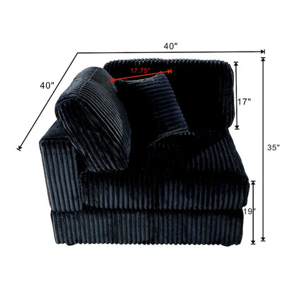 Divano Sezionale Modulare a L in Corduroy, 6 Pezzi Oversize, Combinazione Fai da Te