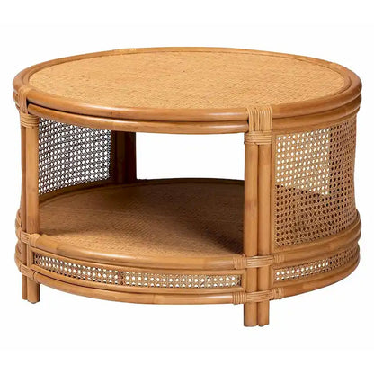 Tavolino da caffè Louis moderno bohémien bali & pari in rattan naturale marrone
