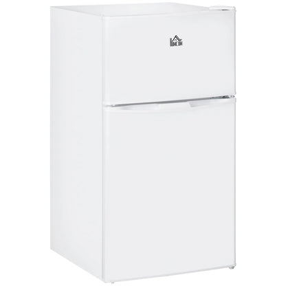 HOMCOM Mini Frigorifero a Doppia Porta con Congelatore, Frigo Compatto da 90 litri con Ripiano Regolabile, Termostato Regolabile