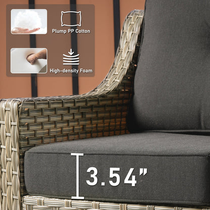 HOOOWOOO, Set di 2 Sedie da Esterno in Rattan Intrecciato con Schienale Alto