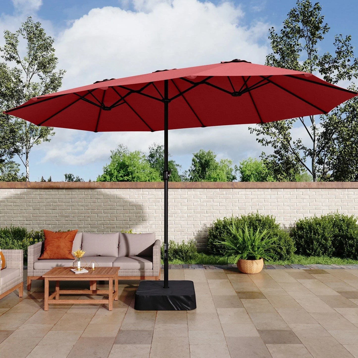 MAISON ARTS Ombrellone Doppio da 4,5 m, Extra Large, per Patio, con Base Inclusa