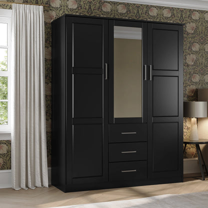 Palace Imports Armadio a 3 ante Cosmo 100% legno massello con ante in legno massello o a specchio