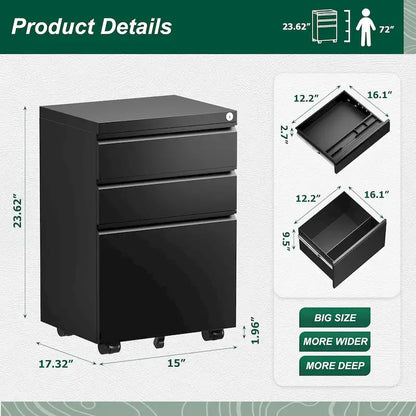 Classificatore verticale/mobile a 3 cassetti per ufficio domestico