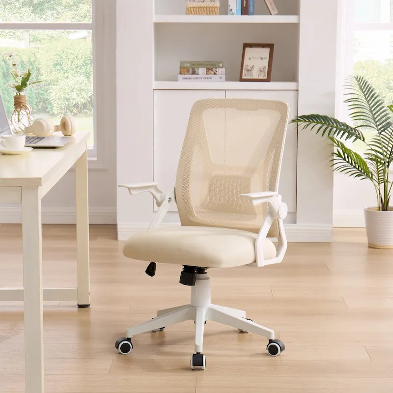 Javlergo Sedia da Ufficio Girevole a Schienale Medio con Supporto Lombare, Sedia da Scrivania Ergonomica da Computer in Rete con Braccioli
