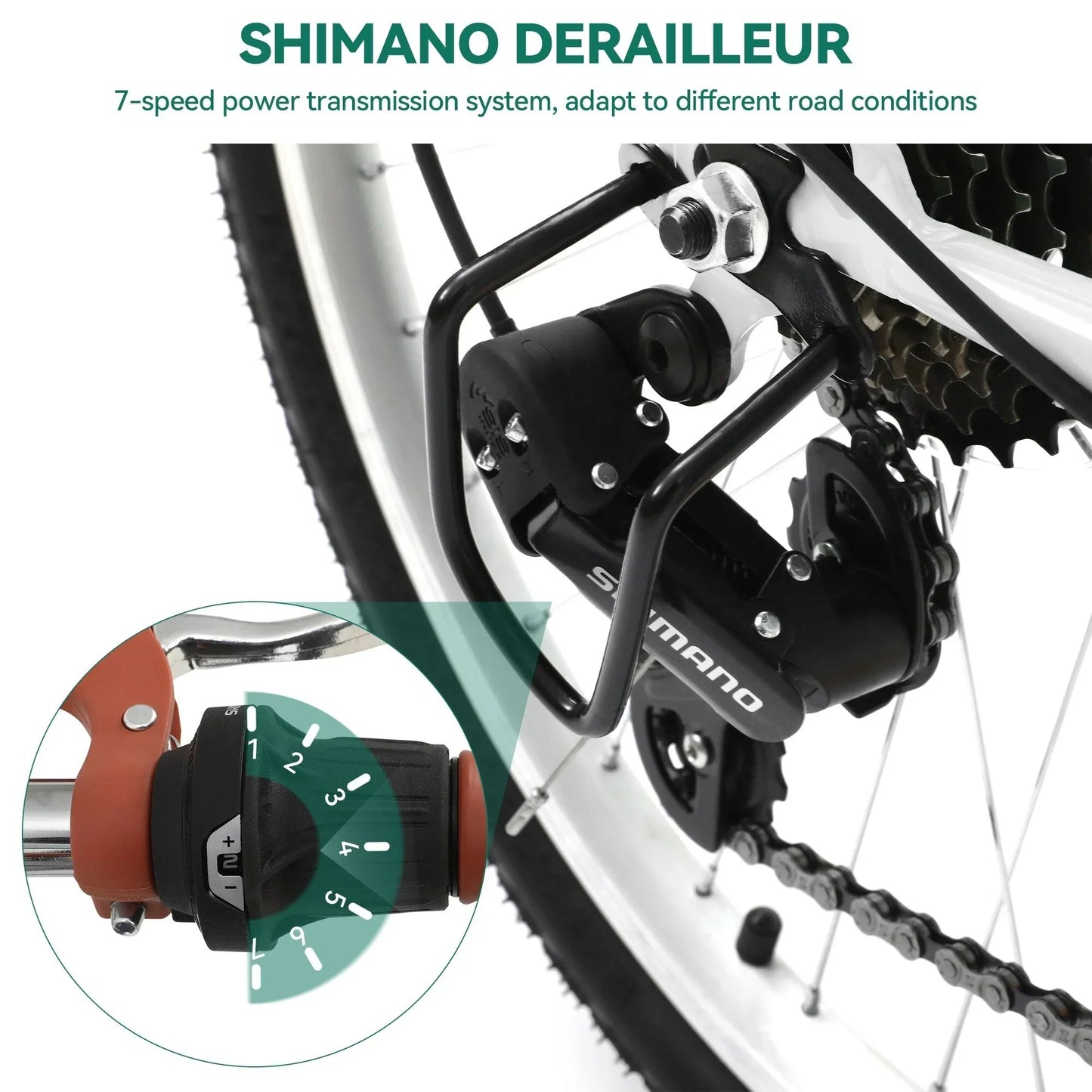 Moasis24/26 Bicicletta Cruiser a 7 velocità Regolabile con Telaio Ribassato, per Pendolari