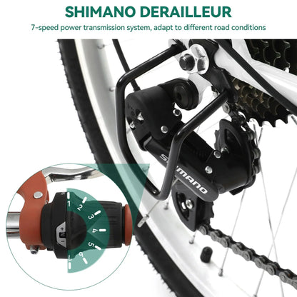 Moasis24/26 Bicicletta Cruiser a 7 velocità Regolabile con Telaio Ribassato, per Pendolari