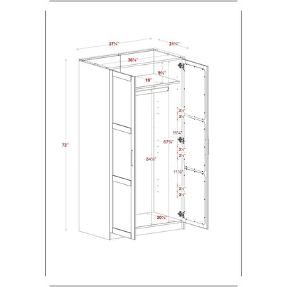Armadio Urban a 2 ante in 100% legno massello con ante piene e a specchio