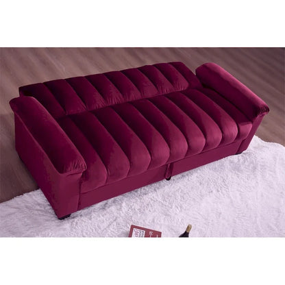 Divano letto convertibile in velluto da 82,7" con 2 cuscini