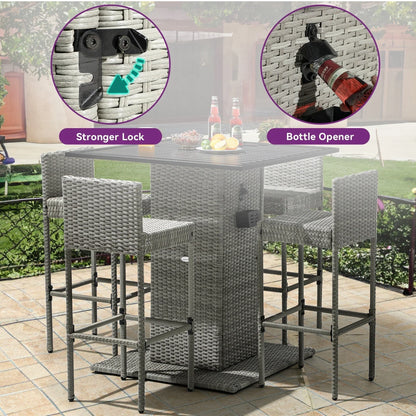 Moasis Set di Mobili da Esterno con Bar in Vimini 5 Pezzi - 5 PZ