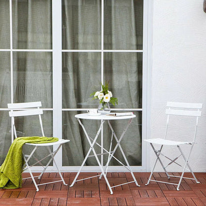 Set bistro pieghevole in metallo da 3 pezzi, set conversazione resistente alle intemperie per esterni/interni, per patio, cortile, giardino