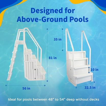 Scaletta esterna Blue Wave Easy per piscine fuori terra - 32.5 in. L x 56 in. P x 81 in. H