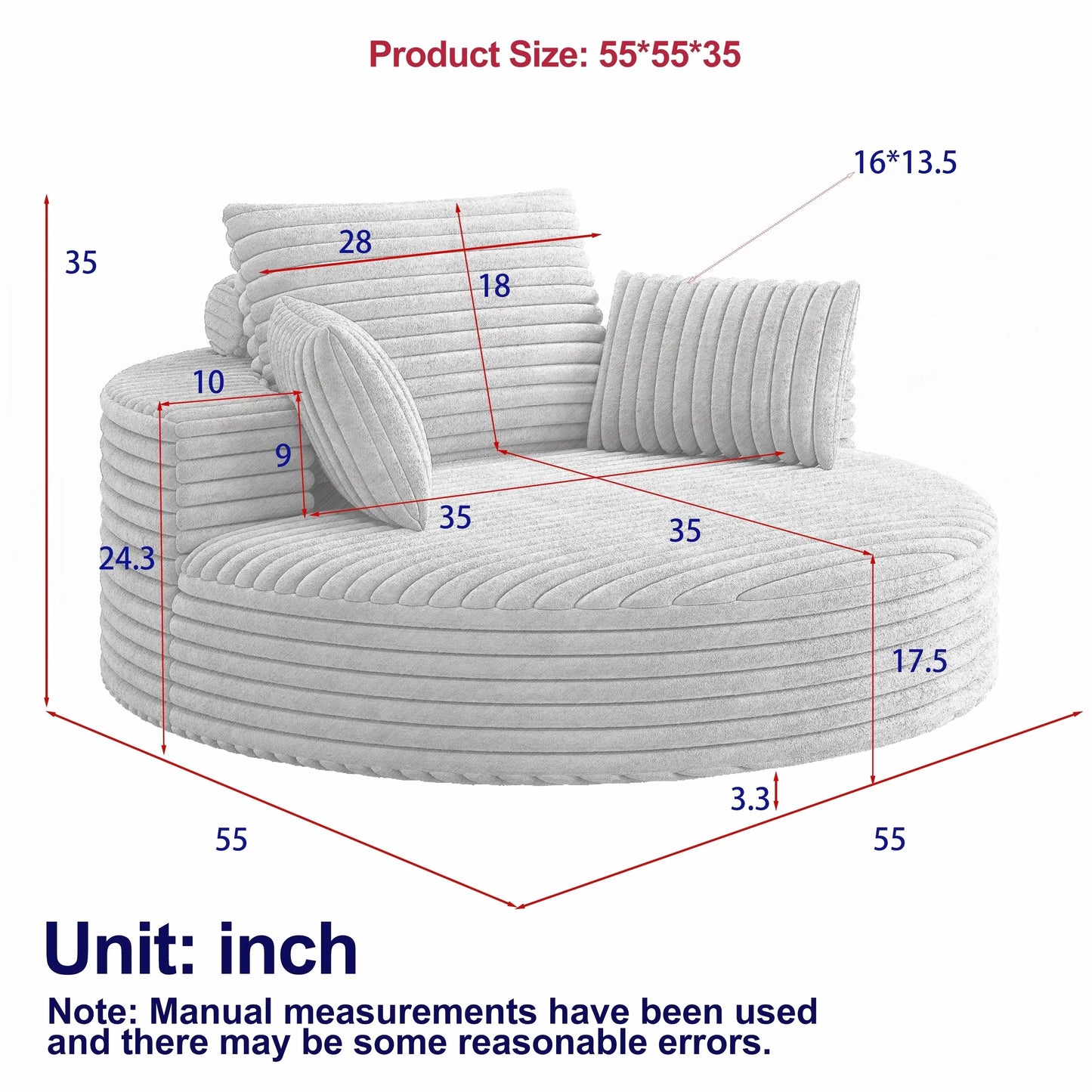 Poltrona singola girevole in ciniglia a coste e schiuma